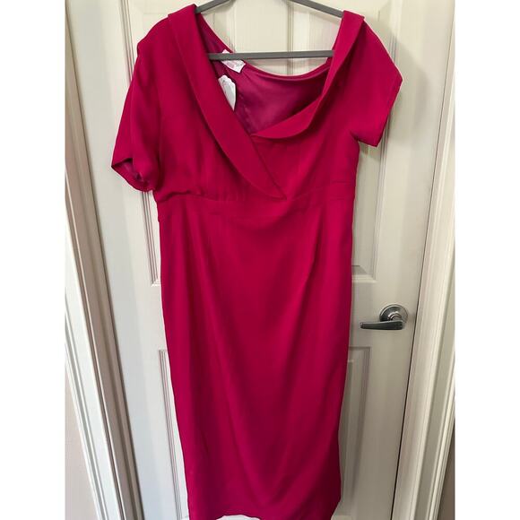 Emelia George Maternity Fuschia Off Shoulder Midi Dress SZ XL Has pockets! - Picture 3 of 4